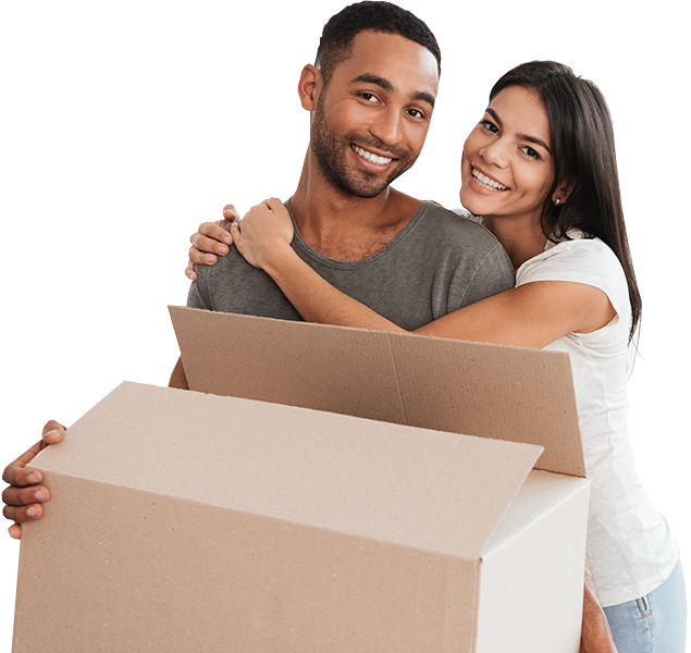 young couple happy about moving